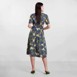 Robe Mi-longue Manches Courtes Col V Femme PIECES -Tendryne Soldes Boutique robe mi longue manches courtes col v femme pieces 2