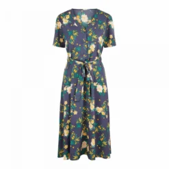 Robe Mi-longue Manches Courtes Col V Femme PIECES