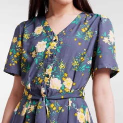 Robe Mi-longue Manches Courtes Col V Femme PIECES -Tendryne Soldes Boutique robe mi longue manches courtes col v femme pieces 3