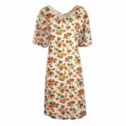 Robe Mi-longue Manches Courtes Fleurie Coton Femme AMERICAN VINTAGE