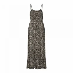 Robe Midi à Fines Bretelles Imprimé Léopard Volant Femme VERO MODA