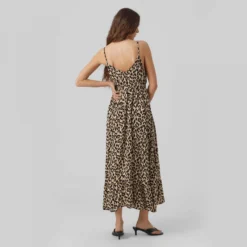 Robe Midi à Fines Bretelles Imprimé Léopard Volant Femme VERO MODA -Tendryne Soldes Boutique robe midi a fines bretelles imprime leopard volant femme vero moda 3