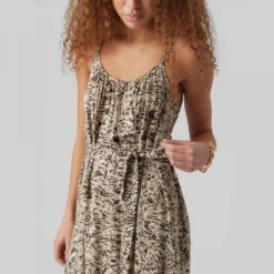 Robe Midi à Fines Bretelles Volant Imprimé Animal Femme VERO MODA -Tendryne Soldes Boutique robe midi a fines bretelles volant imprime animal femme vero moda 4
