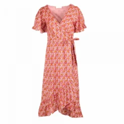 Robe Portefeuille Longue Manches Courtes Fleurie Rouge Fidelia Femme LA PETITE ETOILE