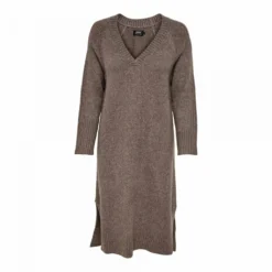 Robe Pull Manches Longues Mi Longue Col V Avec Deux Fentes Macadamia Femme ONLY -Tendryne Soldes Boutique robe pull manches longues mi longue col v avec deux fentes macadamia femme only 2
