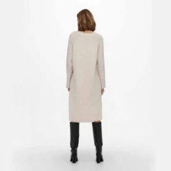 Robe Pull Manches Longues Mi Longue Col V Avec Deux Fentes Macadamia Femme ONLY -Tendryne Soldes Boutique robe pull manches longues mi longue col v avec deux fentes macadamia femme only 9