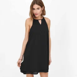 Robe Sans Manches Col Rond Fluide Droite Avec Découpe Femme ONLY -Tendryne Soldes Boutique robe sans manches col rond fluide droite avec decoupe femme only 4