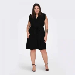 Robe Sans Manches Col V Cintrée Droite Boutons Femme ONLY CARMAKOMA -Tendryne Soldes Boutique robe sans manches col v cintree droite boutons femme only carmakoma 2
