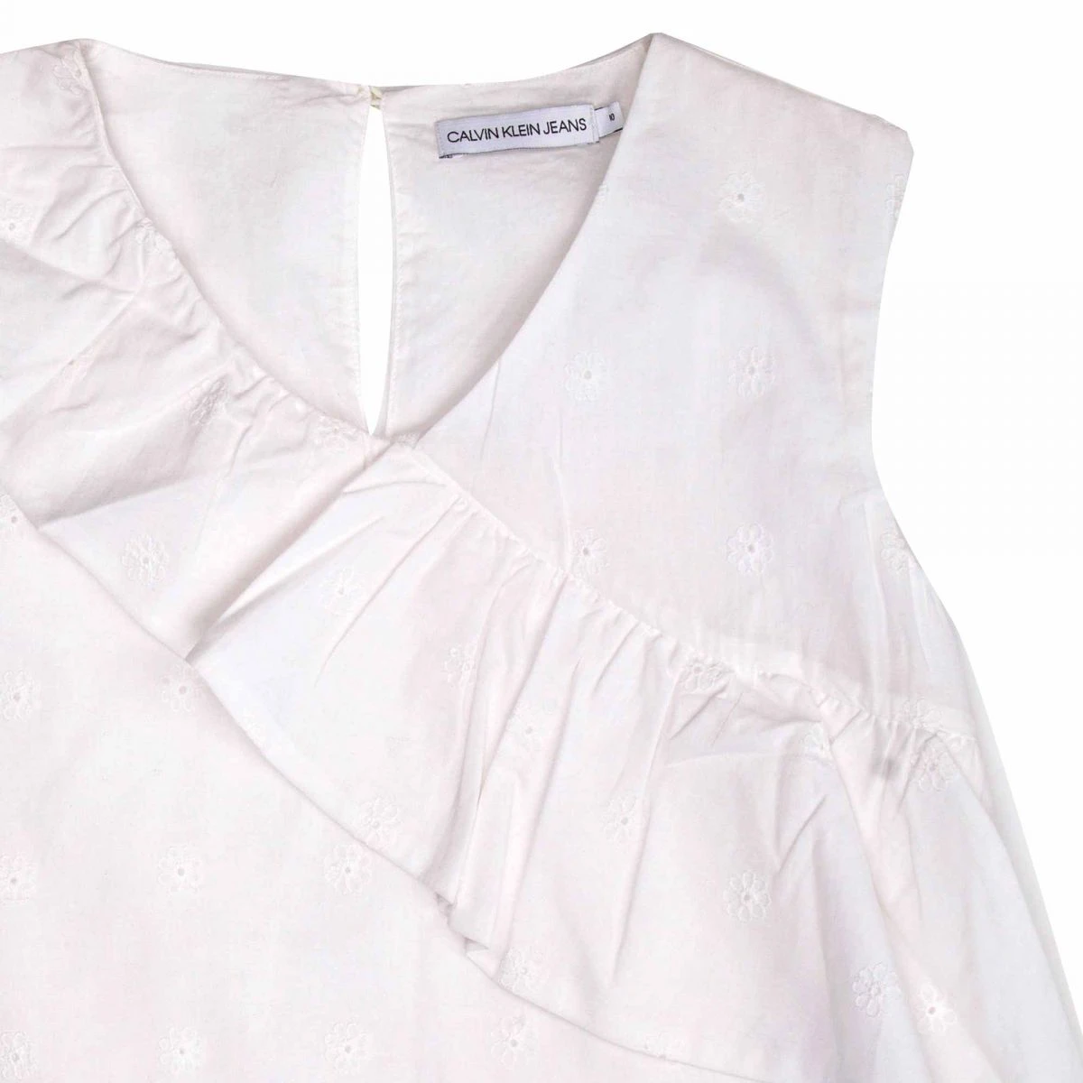 Robe Sans Manches Volant Empiècement Brodé Coton Enfant CALVIN KLEIN 5 Robe Sans Manches Volant Empiècement Brodé Coton Enfant CALVIN KLEIN – Image 3