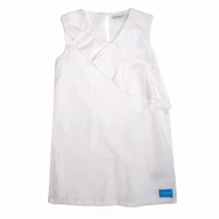 Robe Sans Manches Volant Empiècement Brodé Coton Enfant CALVIN KLEIN