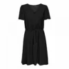 Robe Unie Col V Manches Courtes Resserrée à La Taille Femme VERO MODA -Tendryne Soldes Boutique robe unie col v manches courtes resserree a la taille femme vero moda