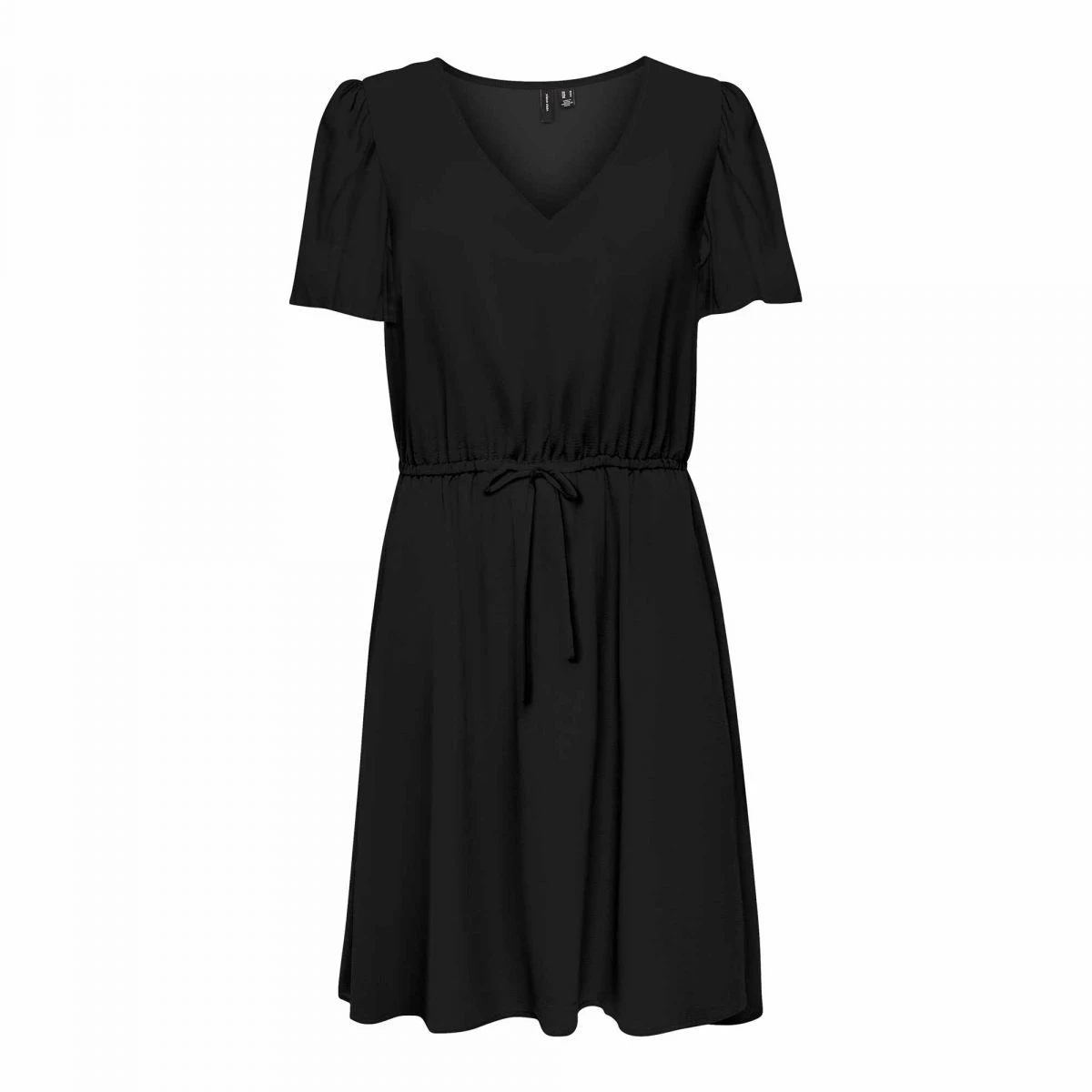 Robe Unie Col V Manches Courtes Resserrée à La Taille Femme VERO MODA 3 Robe Unie Col V Manches Courtes Resserrée à La Taille Femme VERO MODA
